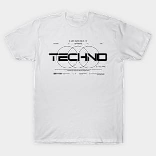 TECHNO  - 3 Circle Logo (black) T-Shirt